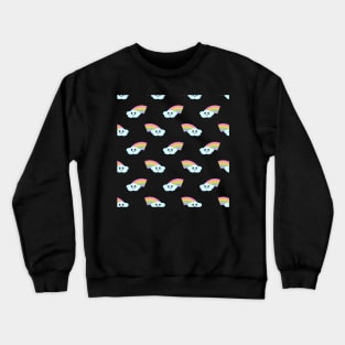 Kawaii Cute Rainbow Pattern in Black Crewneck Sweatshirt